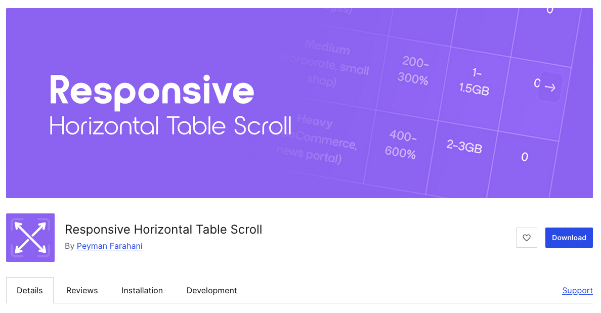download Responsive Horizontal Table Scroll wordpress plugin