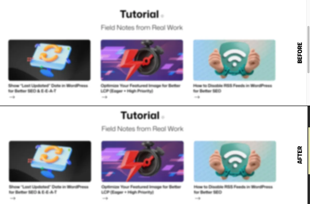 عکس قبل و بعد تغییر استایل اسکرول بار در نسخه دسکتاپ